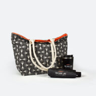 compact umbrella with matching travel mug and bag