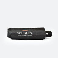 compact umbrella folded away in black carry case with subtle logo for C-suite luxury branded merchandise