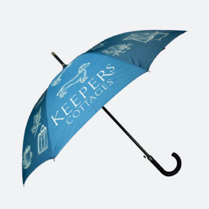 Blue umbrella with white animal print