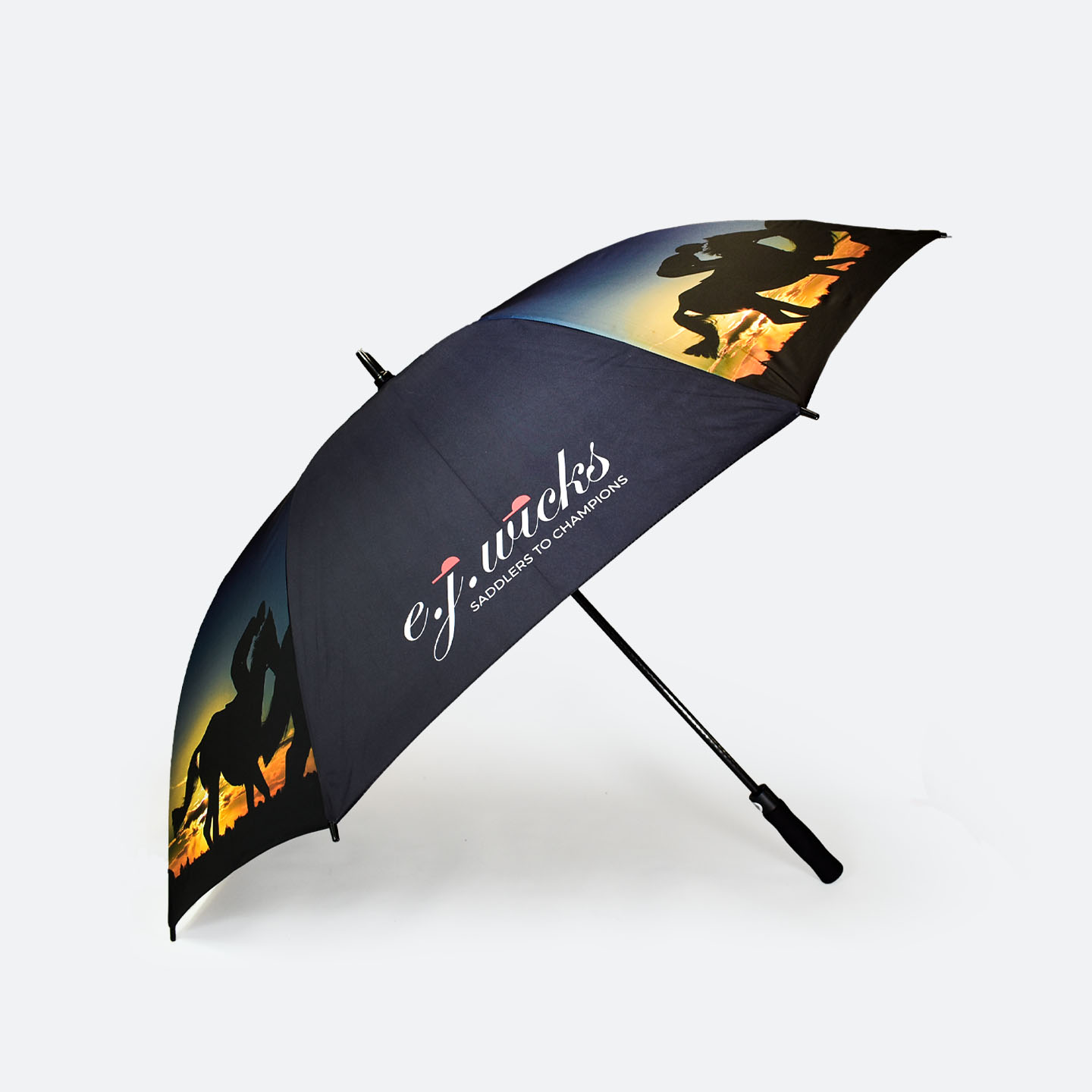 bespoke equestrian branding on umbrella