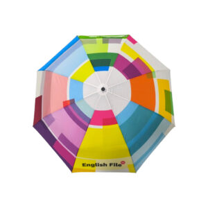 branded telescopic brollies open view of top of umbrella with bright print