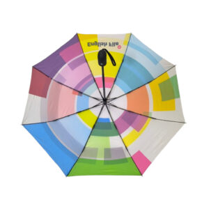 branded telescopic brollies open showing the inside of the umbrella panels
