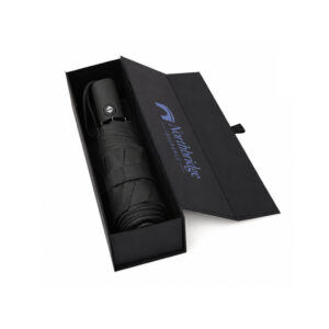Luxury umbrella box packaging is black with black umbrella