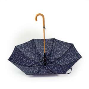 hotel umbrellas open view of umbrella with wood handle and inside print