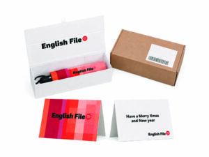 Custom Branded Umbrella Gifts with Luxury Packaging & Personalisation white printed box with umbrella inside it, Christmas card and outer brown shipping carton